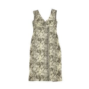 Snap Snakeskin Python Print Dress Size 7 Brown Sleeveless Sexy Date Night Dress
